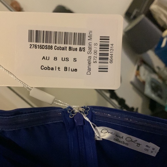 NWT Blue Satin Mini Dress - Picture 3 of 3